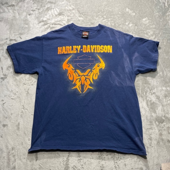 Harley-Davidson Graphic Shirt Motorcycle Biker Hollywood Flame Logo Vintage Y2K‎ - Picture 1 of 10